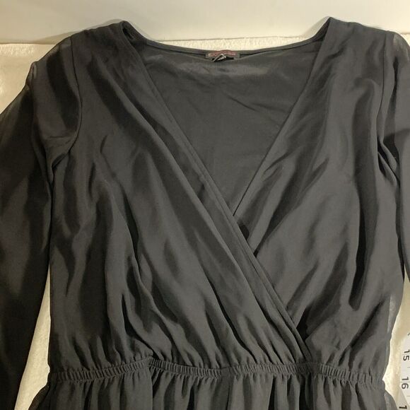 Express Sheer Long Sleeve Black Romper Small Chiffon - Picture 6 of 8